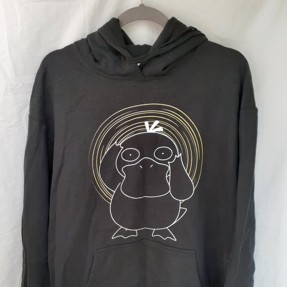 New XL Psyduck Spiral Pokemon Black Pullover Hoodie - Picture 1 of 7